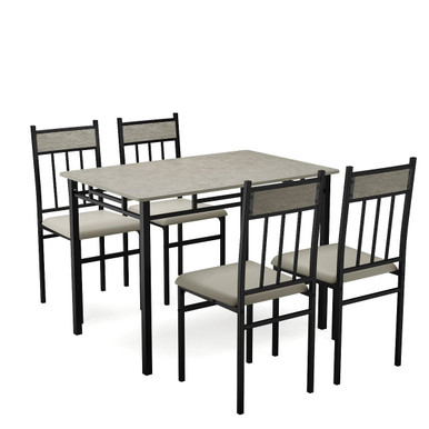 5-Piece Dining Set with Faux Marble Top Table