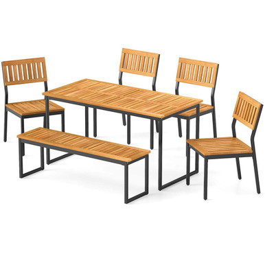 6 Piece Acacia Wood Dining Set with Bench