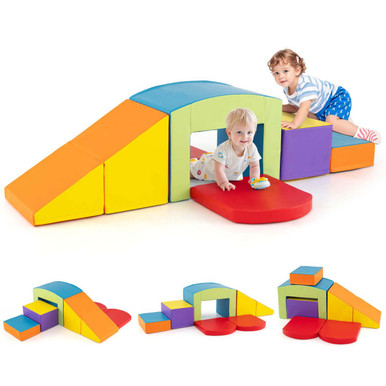 6-Piece Climb and Crawl Activity Playset with Tunnel Slide