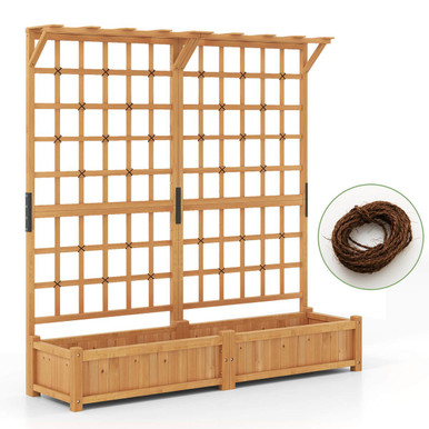 71" Large Wooden Planter Container with Trellis