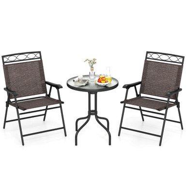 3-Piece Outdoor Bistro Furniture Set with 1.57" Umbrella Hole