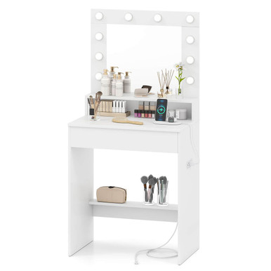 Vanity Desk with Mirror and Lights