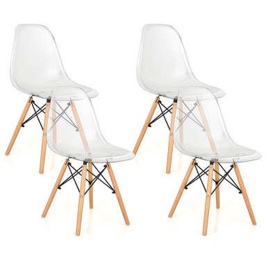 Modern Plastic Dining Chairs with Clear Seat (Set of 4)