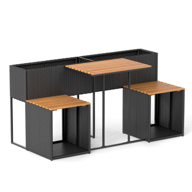 Patio Furniture Set with Raised Garden Bed and Built-in Storage Space