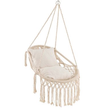 Indoor/Outdoor Macrame Swing with Soft Seat Cushions