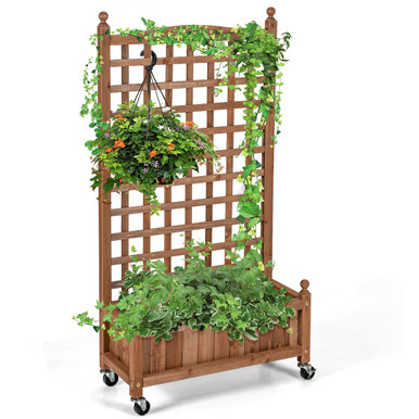 50" Wood Planter Box with Trellis