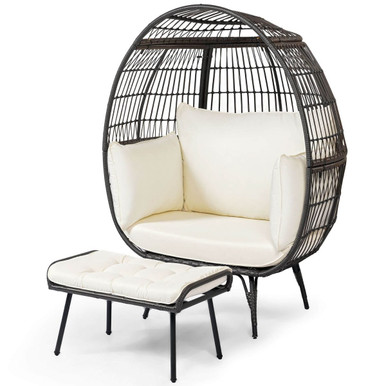 Rattan Patio Lounge Basket Set with Soft Cushions