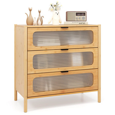 Mid-Century 3-Drawer Dresser with Solid Bamboo Frame