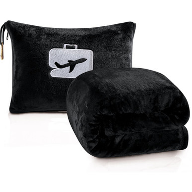 Comfort Fly 2-in-1 Micro Plush Travel Blanket/Pillow with Pouch
