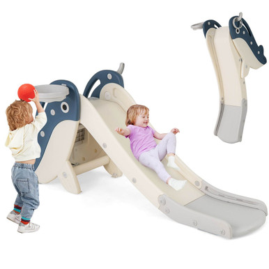 4-in-1 Toddler Slide Playground with Basketball and Rings