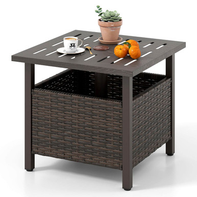 Outdoor Side Table with Umbrella Hole