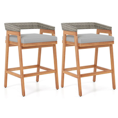 Patio Counter Height Bar Stools with Cushions (Set of 2)
