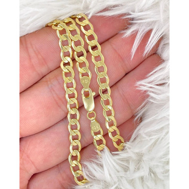 10K Solid Yellow Gold 5mm Curb Chain Necklace - Solid 10K Gold Curb Chain 5mm, Man Gold