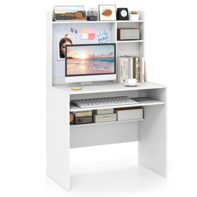 Computer Desk with Magnetic Whiteboard and Adjustable Shelf