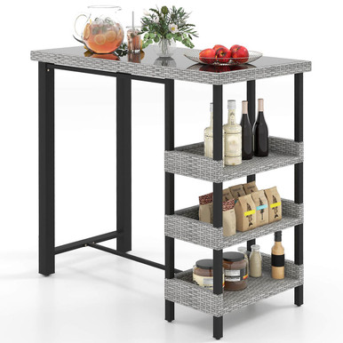 43.5" Outdoor Bar Table with Tempered Glass Top
