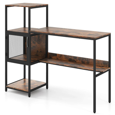 Computer Desk with 2-Tier Open Shelves