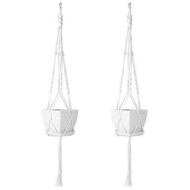 Cotton Rope Macrame Hanging Plant Holder for Pots (2-Pack)