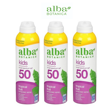 Alba Botanica Kids Tropical Fruit Sunscreen Spray, SPF 50, 5 oz (3-Pack)