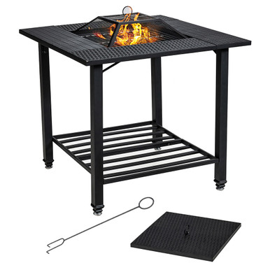 Outdoor 31-Inch Fire Pit Dining Table with Accessories