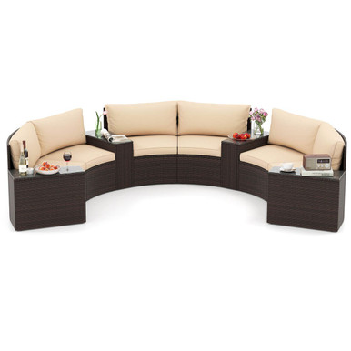 7-Piece Cushioned Patio Furniture Set with Tempered Glass Tables