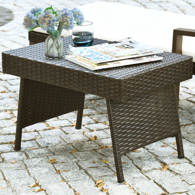 Folding Wicker Patio Coffee Table