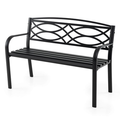 45.5" Outdoor Patio Garden Bench with Curved Armrests