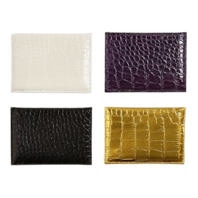 Crocodile-Textured Card Holder - Black