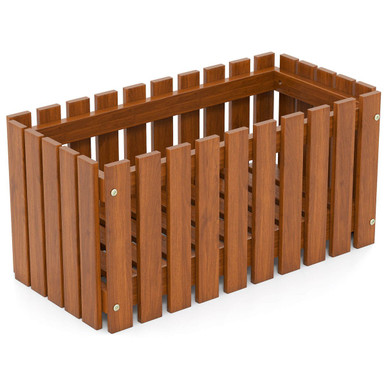 Outdoor Solid Wood Patio Slat Style Flower Planter - 1-Piece