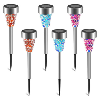 Solarek® Stained Glass Style Solar Garden Pathway Lights, 6 ct. (2-Pack)