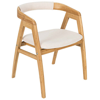 Bamboo Upholstered Dining Chair with Curved Back - 2-Piece