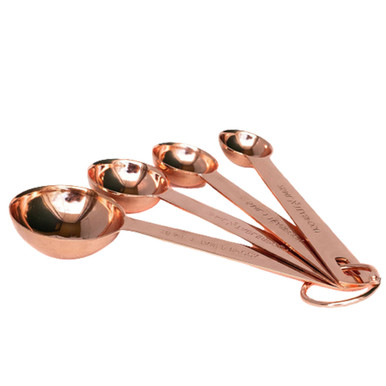 Modern 4-Piece Copper-Coated Stainless Steel Measuring Spoons