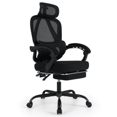 Ergonomic Office Chair with Retractable Footrest