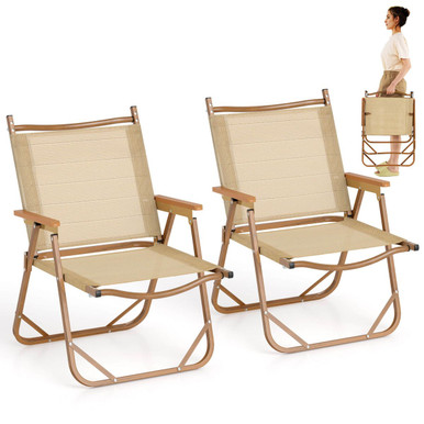 Folding Camp Chairs with Aluminum Frame (Set of 2)