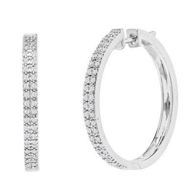 1/4 Carat Double-Row Diamond Hoop Earrings