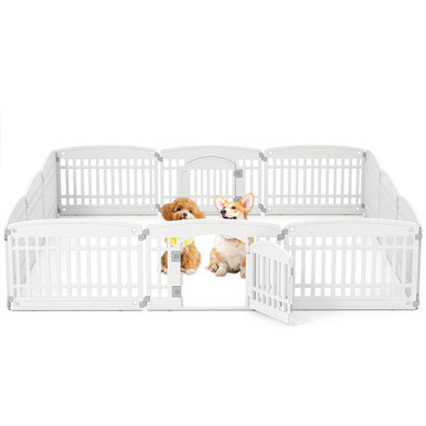 Panel Plastic Dog Playpen with Lockable Gate - 12 Panel