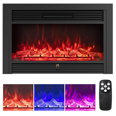 33" Electric 750W Recessed Fireplace with Adjustable Thermostat