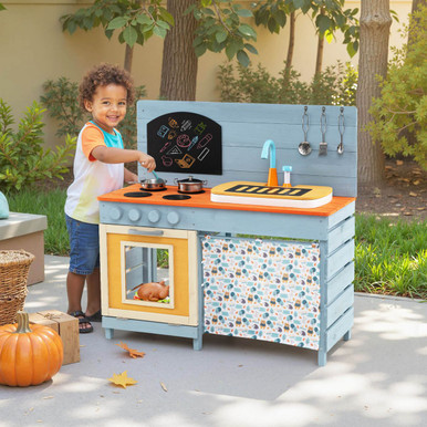 Kids' Wooden Kitchen Play Set with Circulation Faucet