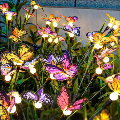 Outdoor Solar Swaying Butterfly Garden Lights (4-Pack)