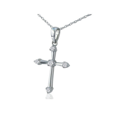 0.05 Carat Diamond Cross Necklace In Sterling Silver