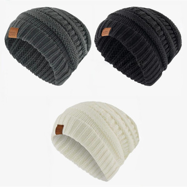 Market & Layne Thick Chunky Knit Beanies (3-Pack)