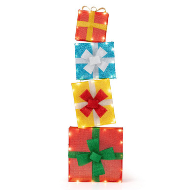 4FT Stackable Holiday Present Boxes with LED Lights