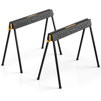 Ironmax Heavy-Duty Metal Sawhorses with 2x4 Supporting Arms (2-Pack)