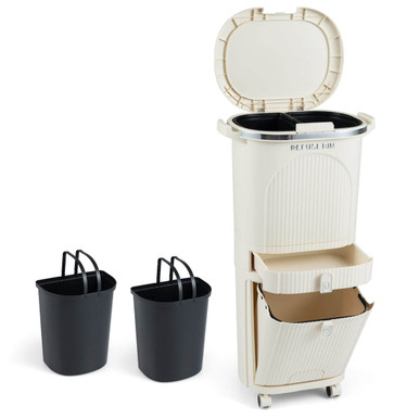 11 Gallon Kitchen Trash Can with Lid and Storage