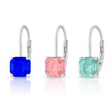 Leverback Asscher Cut Gemstone Earrings