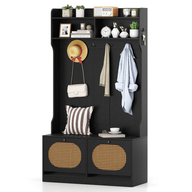 4-In-1 Hall Tree Entryway Bench with Coat Rack