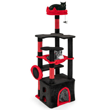 52" Gothic Cat Tree with Plush Perch and Hammock