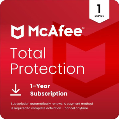 McAfee Total Protection Antivirus 1 Device: 1-Year Subscription