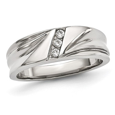 Mens Stainless Steel Band Ring - Ring size: 12.5