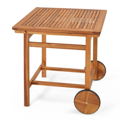 Wheeled Acacia Wood Outdoor Dining Table for 4