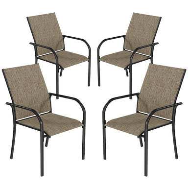 Stackable Patio Dining Chairs with Armrests (4-Pack)